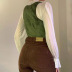 low cut strappy slim retro crop waistcoat NSAFS137940