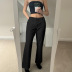 solid color slim bootcut strappy pants NSAFS137953