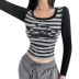 long-sleeved color contrast striped slim fit top NSAFS137955