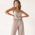 solid color V-neck camisole trousers loungewear can be worn outside NSMSY137956