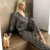 printed plaid long-sleeved shirt trousers loungewear can be worn outside NSMSY137957