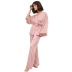 Conjunto de pijama de manga larga con costuras de borlas de satén de sección delgada NSMSY137963