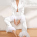 solid color thin satin stitching removable feathers loungewear can be worn outside NSMSY137965