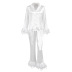 solid color thin satin stitching removable feathers loungewear can be worn outside NSMSY137965