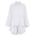 solid color cotton and linen lantern sleeves top and ruffled shorts loungewear NSMSY137966