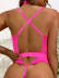 solid color tight-fitting waist hanging neck sling one-piece underwear NSSSW137987
