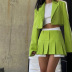 solid color long-sleeved crop suit jacket half-length A-line skirt set NSBJD138001