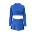 solid color long-sleeved crop suit jacket half-length A-line skirt set NSBJD138001