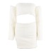 solid color plush wrap chest short skirt sleeves with lining set NSBJD138003