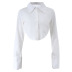 camisa corta transparente de manga larga con botones transparentes en color liso NSBJD138004