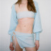 solid color see-through Tube Top Vest Top Lace Up Short Skirt Set NSBJD138024
