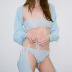solid color see-through Tube Top Vest Top Lace Up Short Skirt Set NSBJD138024