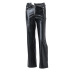 Pantalones de cuero de PU de pierna ancha sueltos rectos de cintura alta NSBJD138029