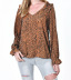 pullover V-neck long-sleeved loose leopard print top NSNCK137292