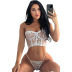 see-through tube  top backless solid color lace underwear set NSQMY137294