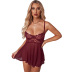 sling backless low-cut see-through solid color lace nightdress NSQMY137295