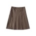 falda plisada casual de cintura alta delgada de color sólido NSXDX137331