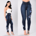 jeans slim con cintura alta y bordado de flores NSGJW137337