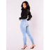 high waist slim casual solid color jeans NSGJW137338