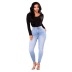 jeans ajustados casuales de cintura alta de color sólido NSGJW137338