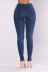hole high waist slim solid color jeans NSGJW137340