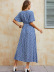 V-neck short-sleeved long high waist floral dress NSHNF137344