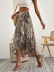 printed mid-length irregular ruffle high waist skirt NSHNF137351