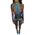 printing long sleeved high neck tight jumpsuit NSLHC137364