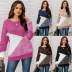 round neck loose long sleeve color matching sweater NSWJY137382