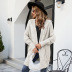 V-neck twist long sleeve loose mid-length solid color knitted cardigan NSWJY137383