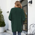V-neck twist long sleeve loose mid-length solid color knitted cardigan NSWJY137383