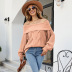 one-word shoulder loose long sleeve solid color knitted sweater NSWJY137384