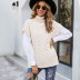 sleeveless turtleneck loose solid color knitted vest NSWJY137386