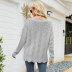 hollow pullover roundneck long sleeve loose solid color knitted sweater NSWJY137391