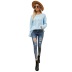 hollow pullover roundneck long sleeve loose solid color knitted sweater NSWJY137391