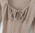 wrapped chest drawstring lace-up long sleeved slim solid color knitted dress NSXDX137394