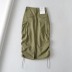 Tooling pocket side drawstring slit solid color denim skirt NSXDX137395