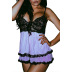 suspender wrap chest backless stitching color matching lace nightdress NSQMY137406