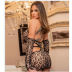 backless deep v hanging neck leopard print nightdress with gloves NSQMY137408