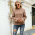 loose long sleeve round neck Solid Color Knit Sweater NSWJY137433