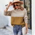 long sleeve loose turtleneck color matching sweater NSWJY137434