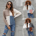 turtleneck loose long sleeve color matching knitted sweater NSWJY137439