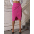 falda de color liso con abertura media y cintura alta NSHNF137455