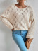 long-sleeved round neck loose hollow solid color knitted sweater NSHNF137456