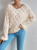 suéter de punto de color sólido hueco suelto de cuello redondo de manga larga NSHNF137456