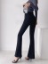 Jeans acampanados elásticos de cintura alta con flecos en color liso NSXDX137476