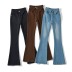 Jeans acampanados elásticos de cintura alta con flecos en color liso NSXDX137476