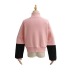 zipper color matching stitching long-sleeved stand-up collar loose sweatshirt NSXDX137479