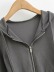 Zipper solid color long sleeve Hooded Slim Short Drawstring cardigan NSXDX137489