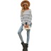 long-sleeved off-the-shoulder loose striped knitted sweater NSWJY137498